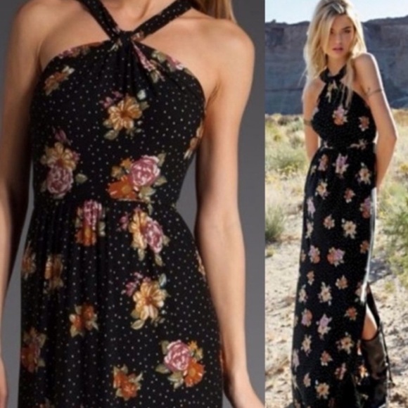 Free People Micro Dot Floral Maxi Dress - Picture 1 of 12